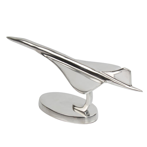 Metallic airplane model on a white background