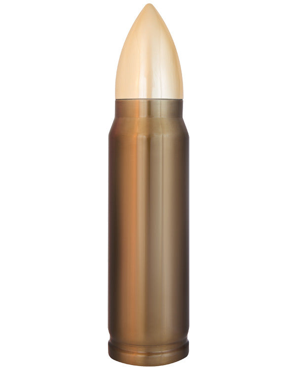 copper-topped bullet-shaped flask on a white background