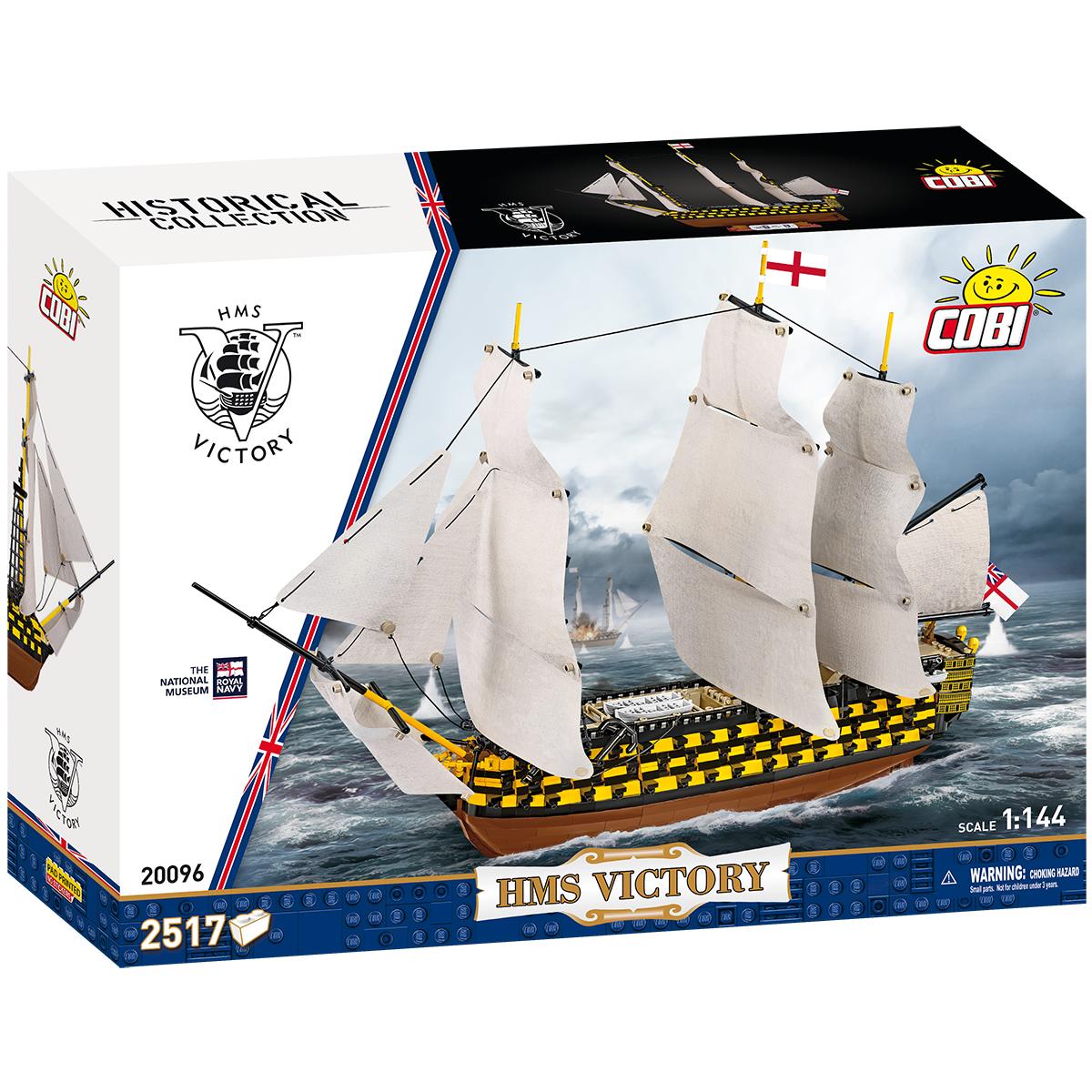 Boxed set of COBI HMS Victory model kit with ship illustration on a white background