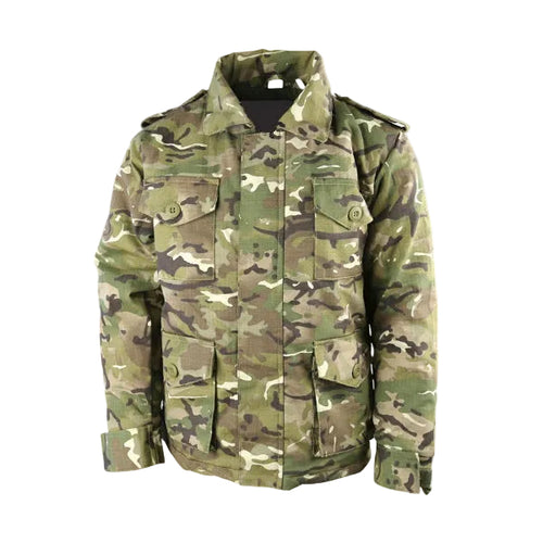 Camouflage military jacket on a white background