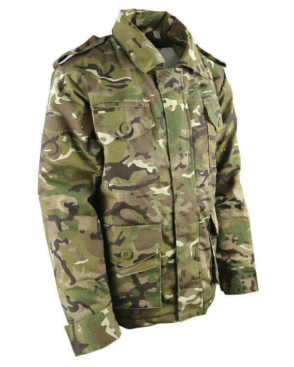 Camouflage military jacket on a white background