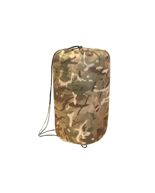 Camouflage patterned bag on a white background