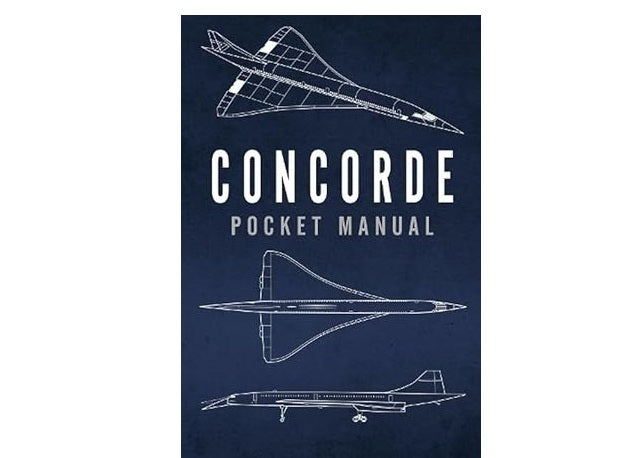 Concorde pocket manual cover with airplane illustrations on a dark blue background
