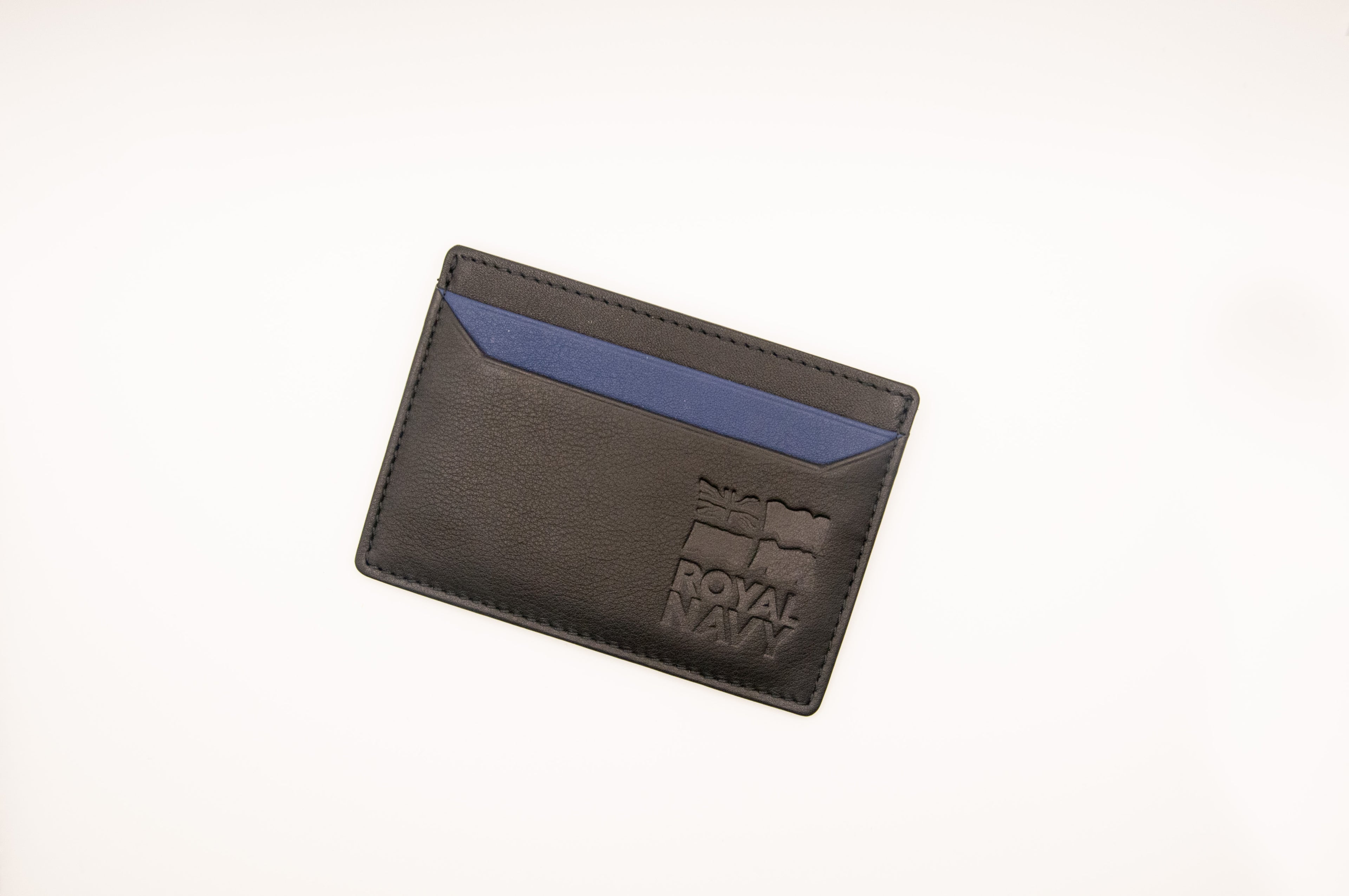 Credit card holder embossed with the Royal Navy logo.