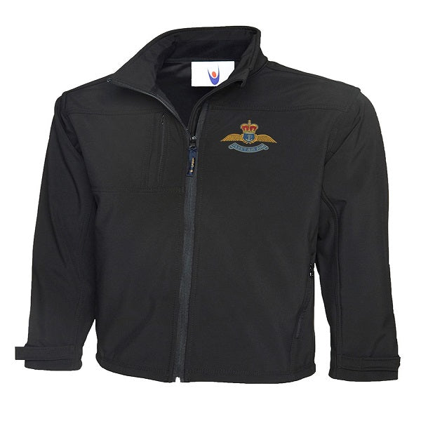 Black jacket with an embroidered Fleet Air Arm logo on a white background