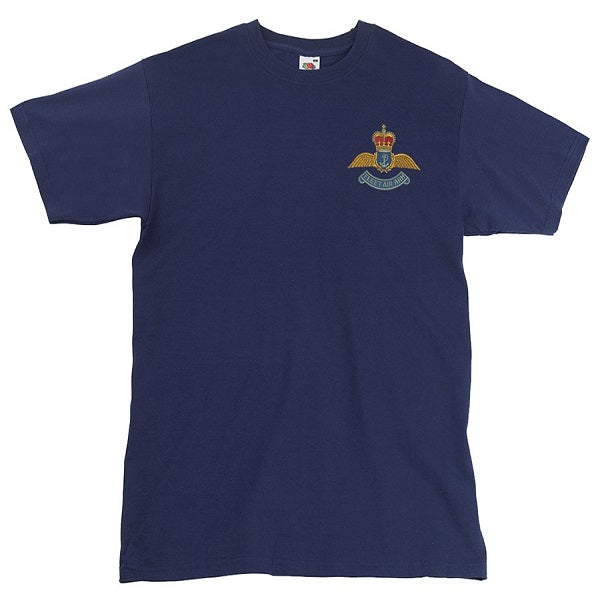 Navy blue t-shirt with a Fleet Air Arm crest on the chest against a white background
