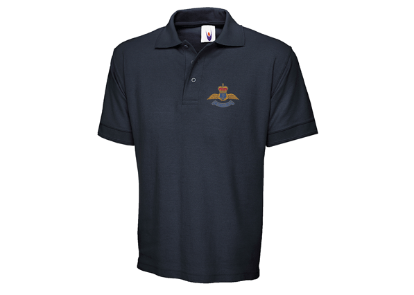 A navy blue polo shirt with the Fleet Air Arm wings logo on the chest.