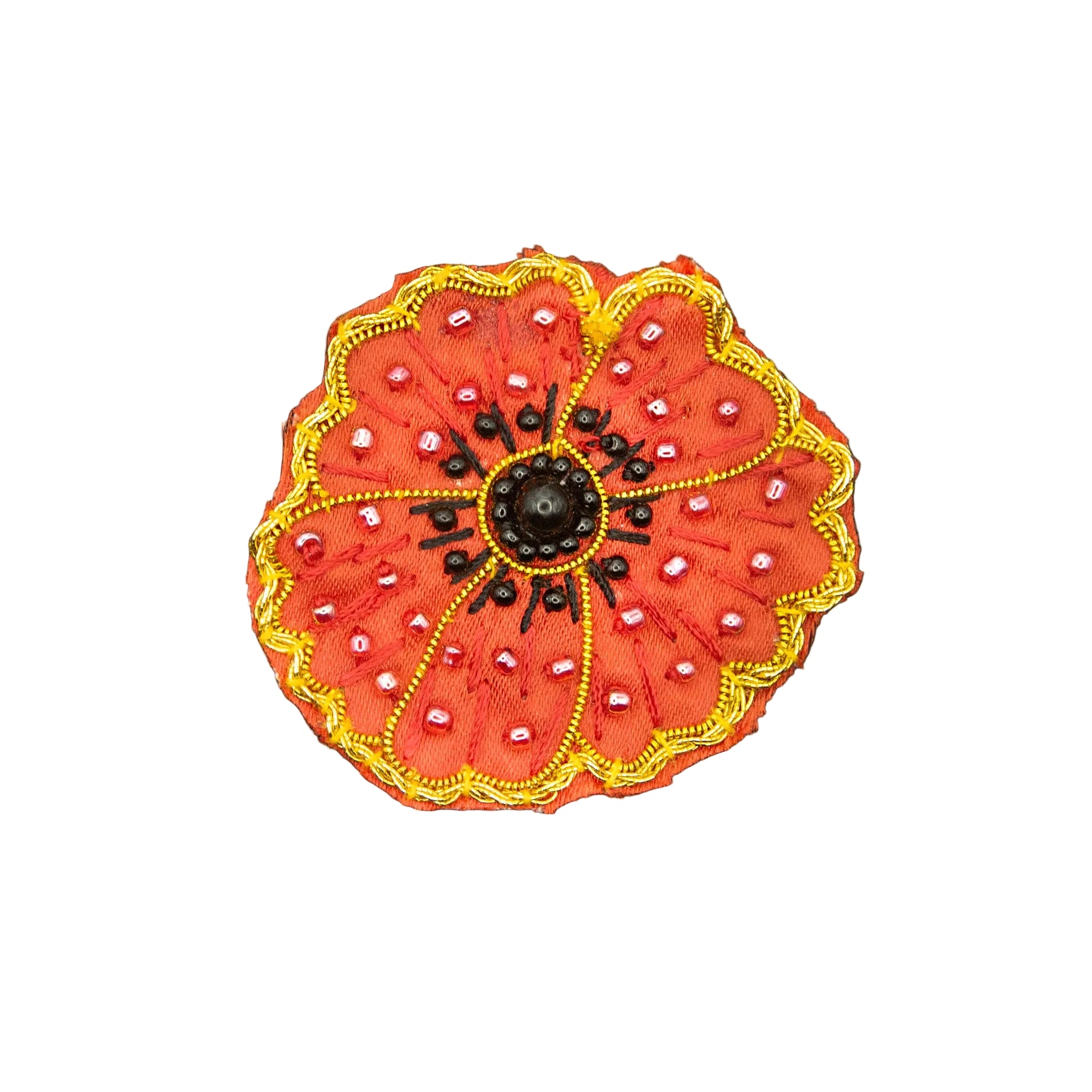 Embroidered Poppy Brooch
