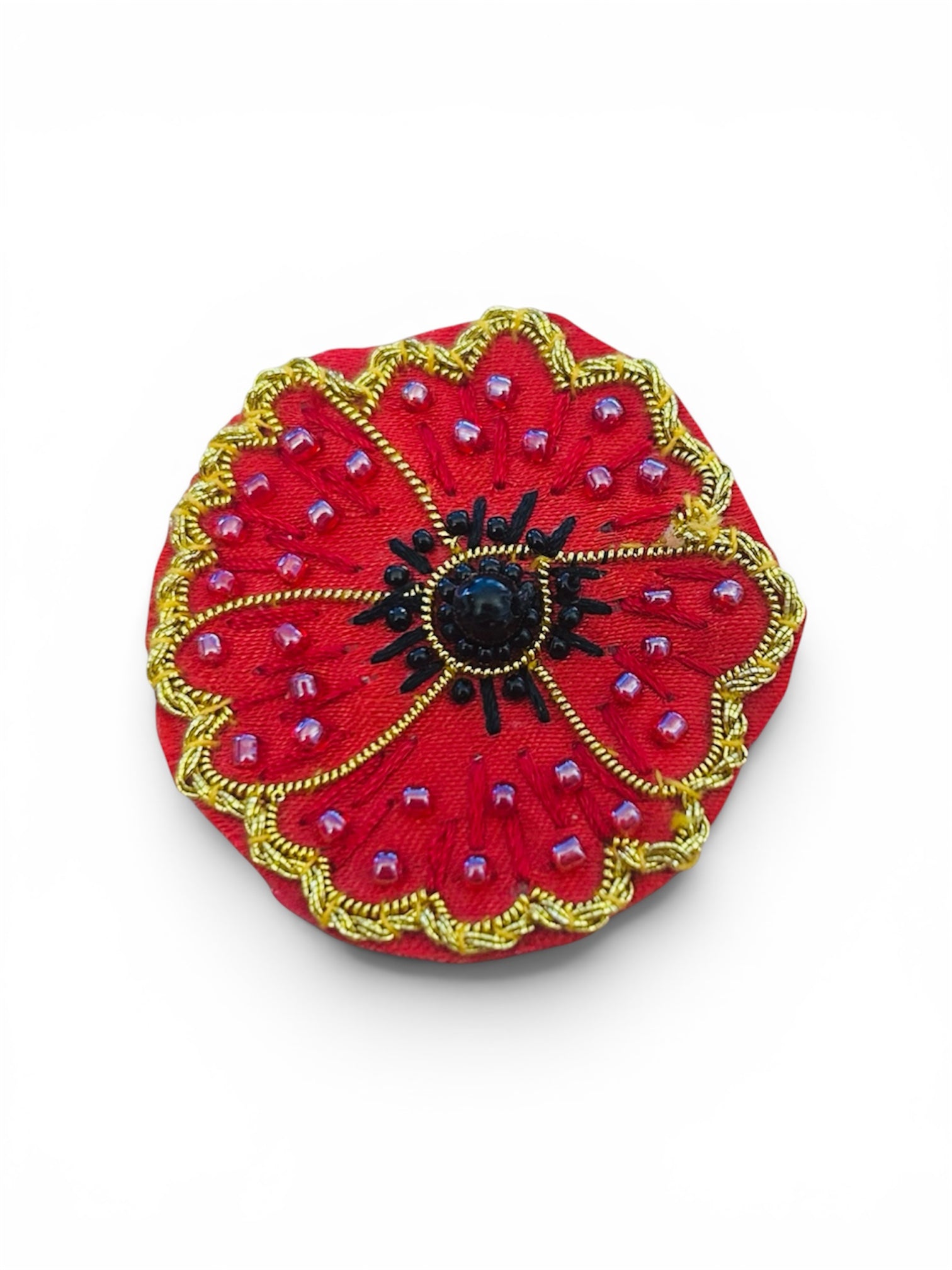 Embroidered Poppy Brooch