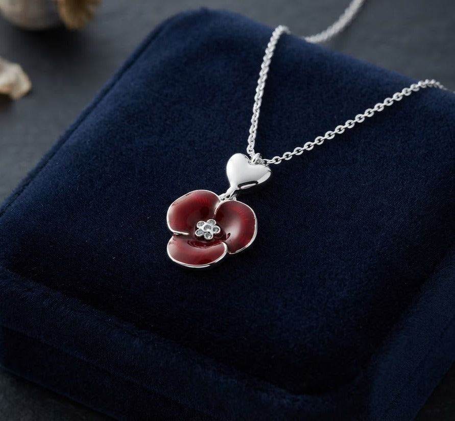 Poppy Silver Heart Pendant