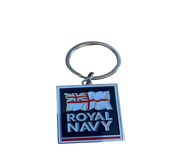 Keychain with Royal Navy logo on a white background