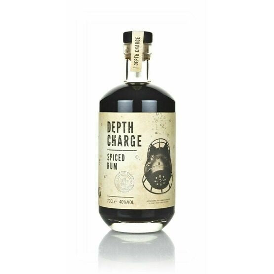 Bottle of Depth Charge Spiced Rum on a white background
