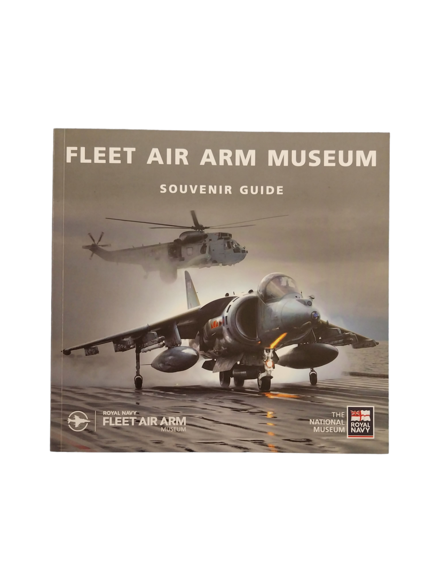 Fleet Air Arm Museum souvenir guide cover with military aircraft and helicopter on a gray background