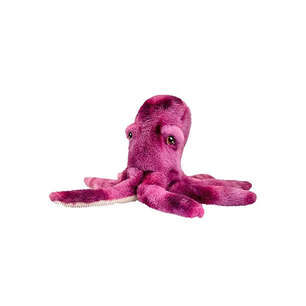 Purple plush octopus toy on a white background