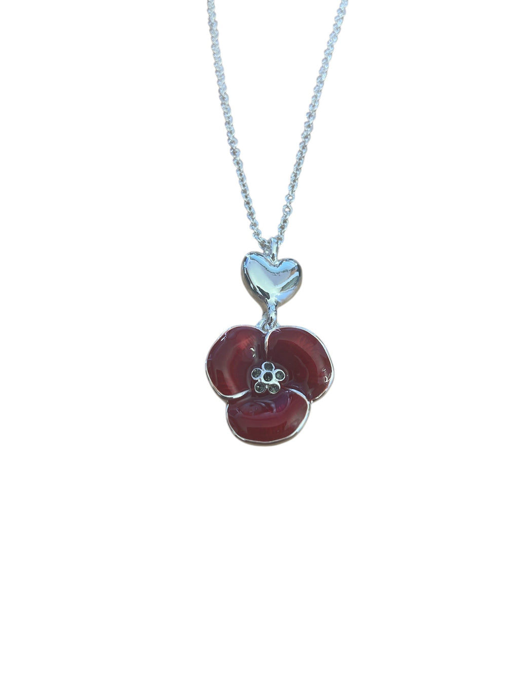 Poppy Silver Heart Pendant