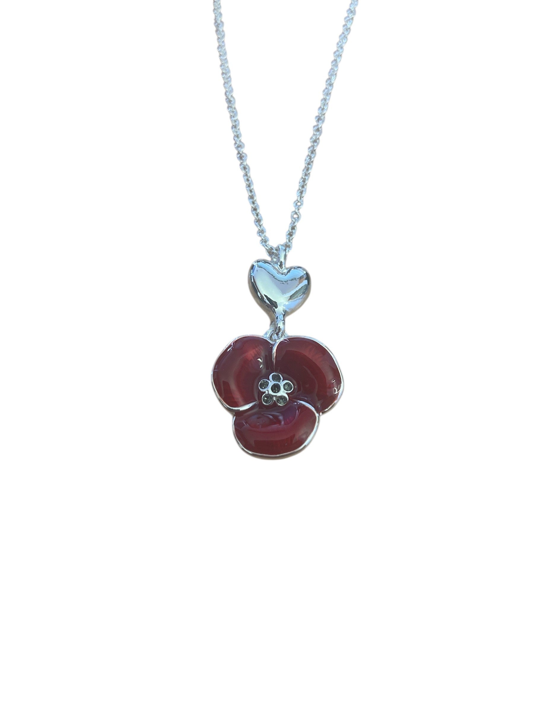 Poppy Silver Heart Pendant