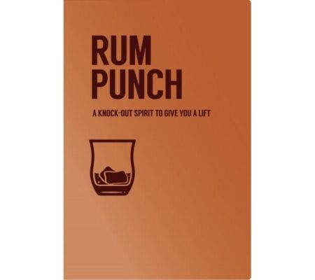 Book with 'Rum Punch' text and a glass illustration on an orange background