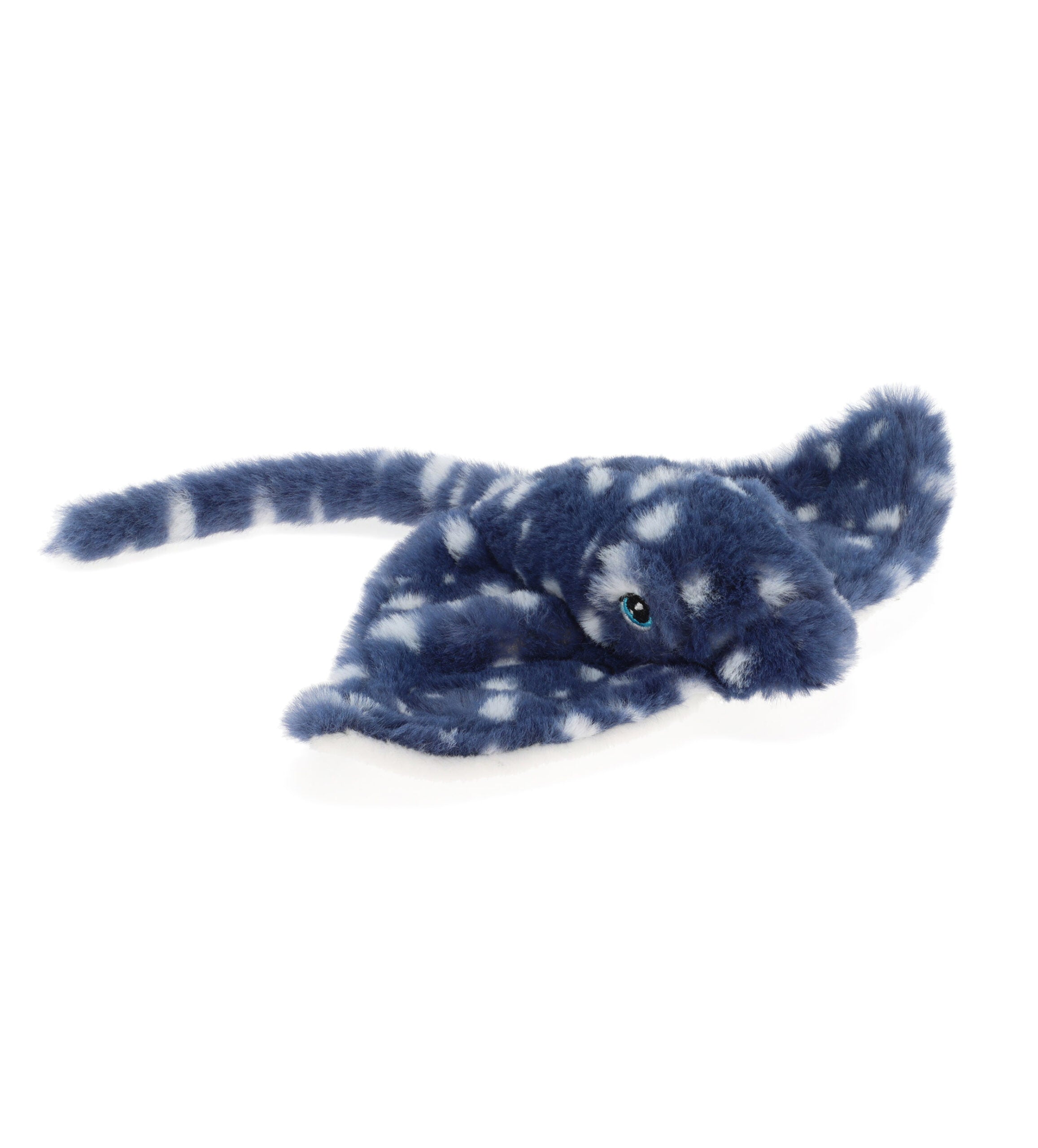 Plush toy blue and white ray on a white background